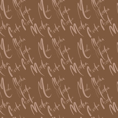 Vector illustration of seamless coffee pattern. Mocha coffee