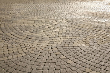 Background Of Modern  Cobblestone Paving In Perspective With Cir