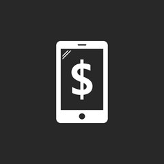 Online mobile bank money simple icon on background