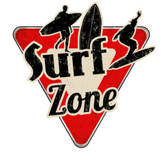 Surf zone vintage metal sign