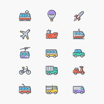Set of transportation icons.