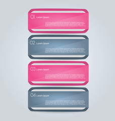 Business infographics tabs template for presentation, education, web design, banner, brochure, flyer. Pink and grey colors. Vector illustration.
