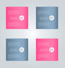 Business infographics tabs template for presentation, education, web design, banner, brochure, flyer. Pink and grey colors. Vector illustration.