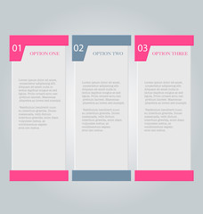 Business infographics tabs template for presentation, education, web design, banner, brochure, flyer. Pink and grey colors. Vector illustration.