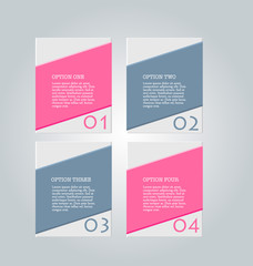 Business infographics tabs template for presentation, education, web design, banner, brochure, flyer. Pink and grey colors. Vector illustration.