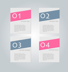 Business infographics tabs template for presentation, education, web design, banner, brochure, flyer. Pink and grey colors. Vector illustration.