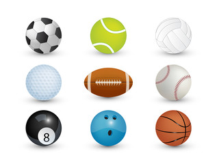Collection of sport balls isolate on white background
