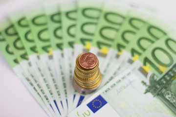 euro bills and coins - cash money
