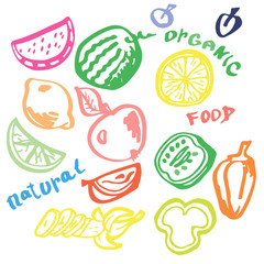 Fruit. Vegetables. Vector. Hand-drawn.