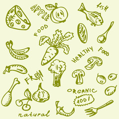 Fruit. Vegetables. Vector. Hand-drawn.