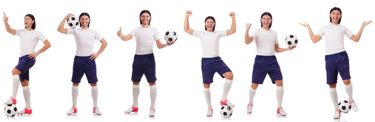 Young male football player isolated on white © Elnur