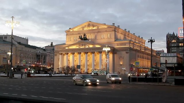 Big theater in Moscow at the evening time