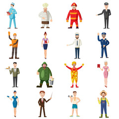 Professions icons set in cartoon style. Worker set collection isolated vector illustration