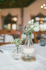 Wedding decorated bottle with flower
