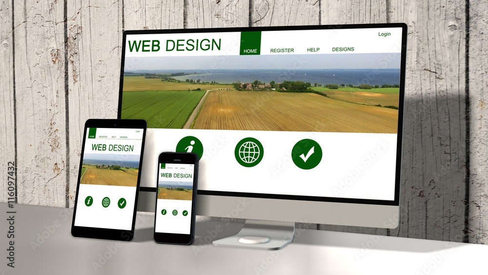 Wall mural devices responsive with responsive website design