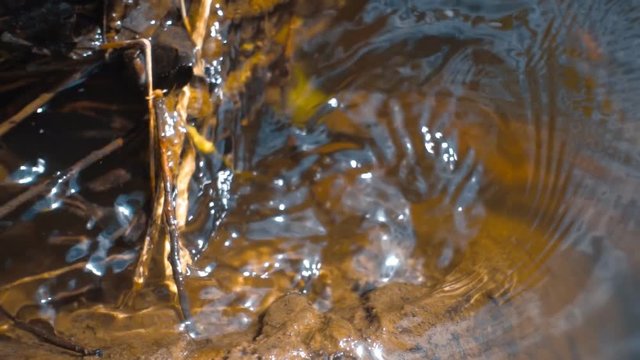 Whirlpool and water splashes near the transition of the river. Slow motion, high speed camera, 250fps
