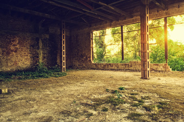 Abandoned old industrial building interior