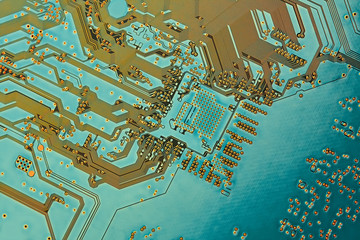 Electronic circuit board close up.