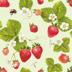 Vector strawberry seamless pattern.