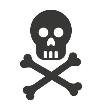 skull bones cross caution icon