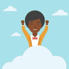 Woman sitting on cloud vector illustration.