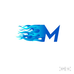 letter M logo,fire fast speed,blue