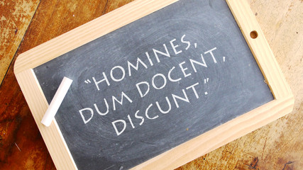 Homines dum docent discunt. A Latin phrase, usually translated into English as 