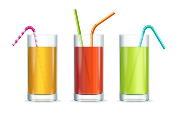 Colorful Cocktail Glasses Set. Vector