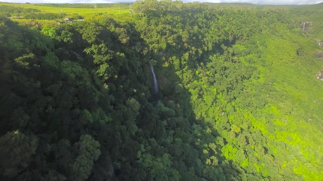 4K UHD Top down aerial video of Tamarin Falls Waterfall (Seven Cascades) - Mauritius, Curepipe, near Black River Gorge National Park