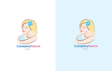 Mum child flower flat logo