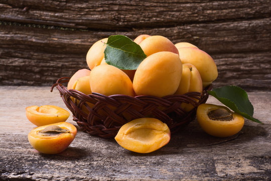 Basket of fresh apricots