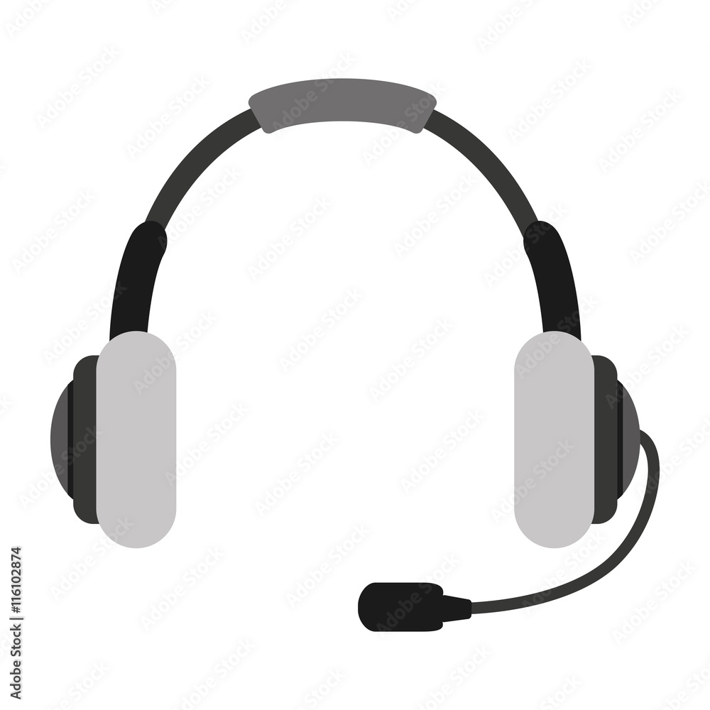 Poster headset headphone microphone icon