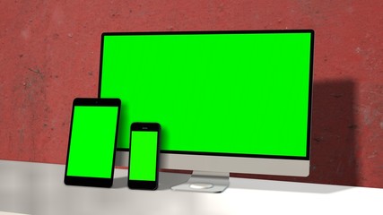 
devices responsive on workspace - green screen