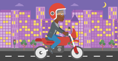 Woman riding motorcycle vector illustration.