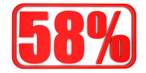 Discount 58 percent off. 3D illustration.