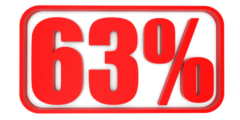 Discount 63 percent off. 3D illustration.