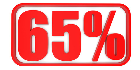 Discount 65 percent off. 3D illustration.