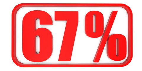 Discount 67 percent off. 3D illustration.