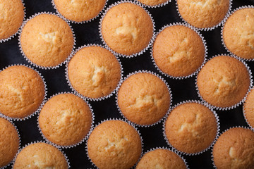 Fresh cupcake desert before decoration. Top view