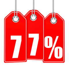 Discount 77 percent off. 3D illustration.