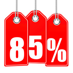 Discount 85 percent off. 3D illustration.