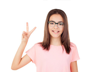 Pretty preteenager girl with glasses