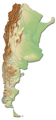 Relief map of Argentina - 3D-Rendering