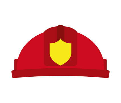 helmet red firefighter icon