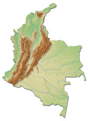 Relief map of Colombia - 3D-Rendering