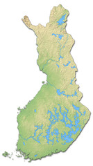 Relief map of Finland - 3D-Rendering
