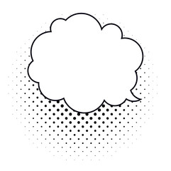Cloud shape bubble. Comics Speech bubble. Pop art bubble Vector illustration. Retro style bubble with dots. Comics Speech bubble halftone effect.