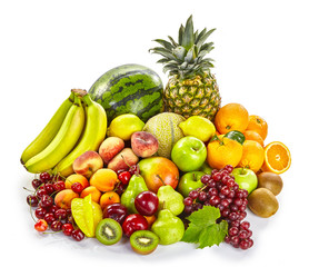 Isolated display of fresh healthy tropical fruit