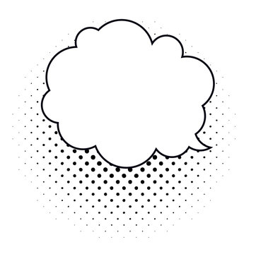 Cloud shape bubble. Comics Speech bubble. Pop art bubble Vector illustration. Retro style bubble with dots. Comics Speech bubble halftone effect.