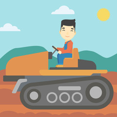 Farmer driving tractor vector illustration.
